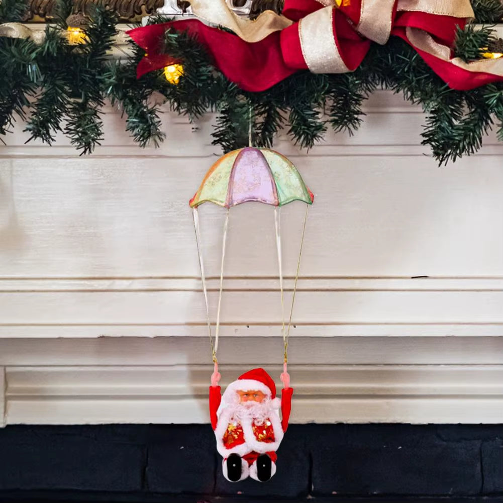 Creative Electric Christmas Toys Parachute Santa Claus Toys for Children Christmas Electric Toys Christmas Tree Hanging Decors