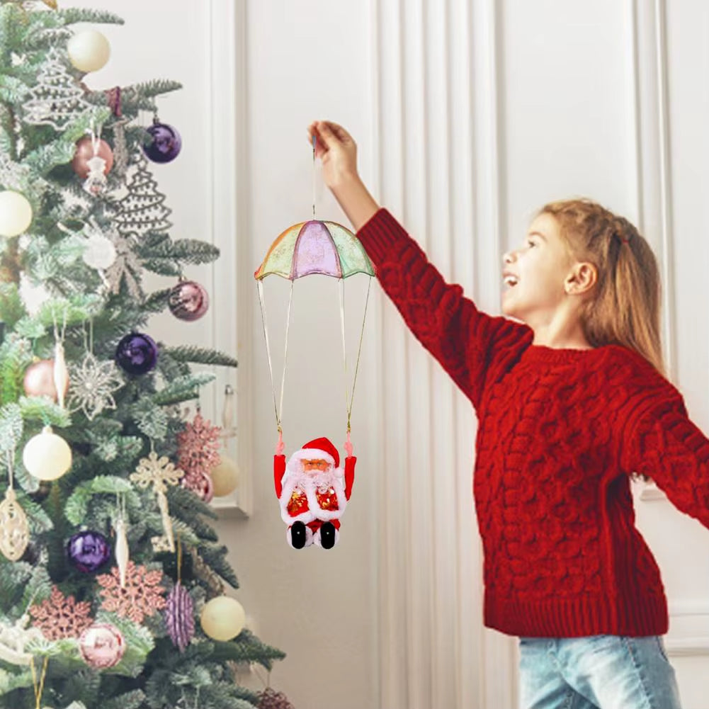 Creative Electric Christmas Toys Parachute Santa Claus Toys for Children Christmas Electric Toys Christmas Tree Hanging Decors